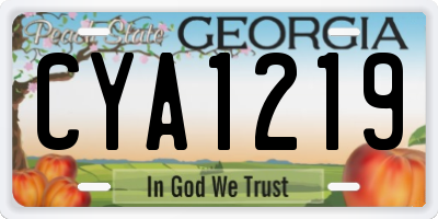 GA license plate CYA1219