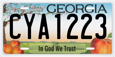 GA license plate CYA1223