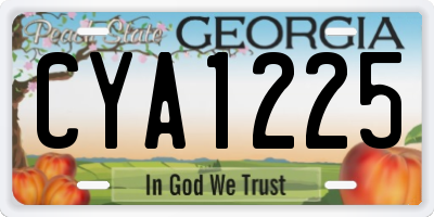 GA license plate CYA1225