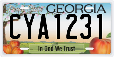 GA license plate CYA1231