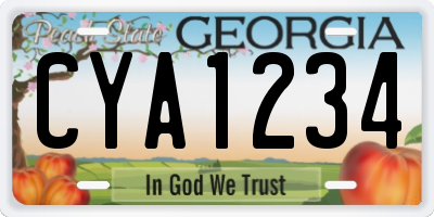 GA license plate CYA1234