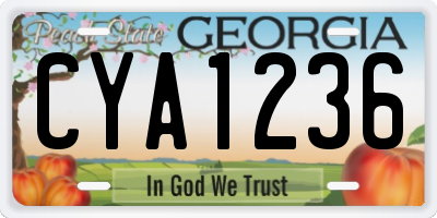 GA license plate CYA1236