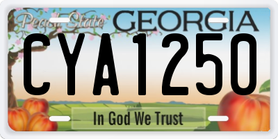 GA license plate CYA1250