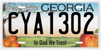 GA license plate CYA1302