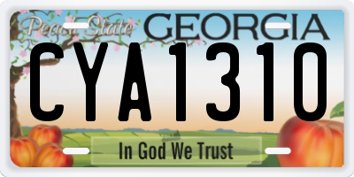 GA license plate CYA1310