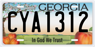 GA license plate CYA1312