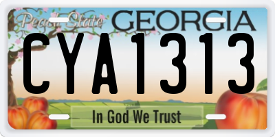 GA license plate CYA1313