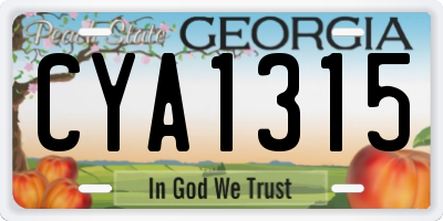 GA license plate CYA1315