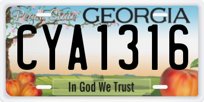 GA license plate CYA1316