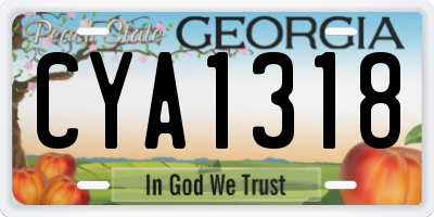 GA license plate CYA1318