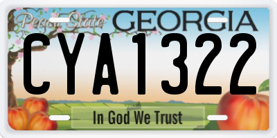GA license plate CYA1322