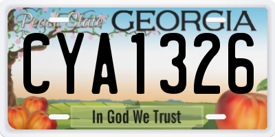 GA license plate CYA1326