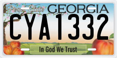 GA license plate CYA1332