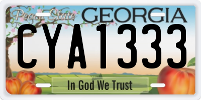 GA license plate CYA1333