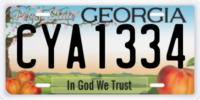 GA license plate CYA1334