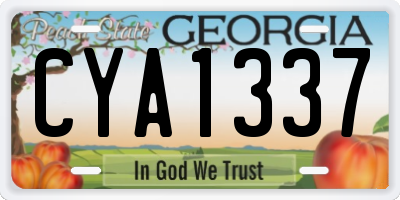 GA license plate CYA1337
