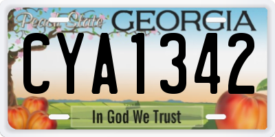 GA license plate CYA1342