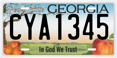 GA license plate CYA1345