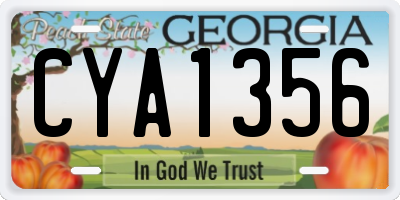 GA license plate CYA1356
