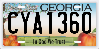 GA license plate CYA1360