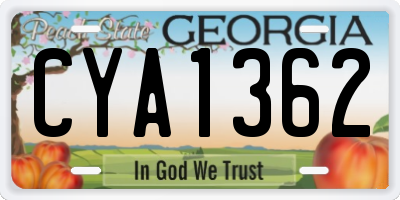 GA license plate CYA1362