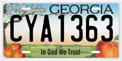 GA license plate CYA1363