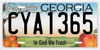 GA license plate CYA1365
