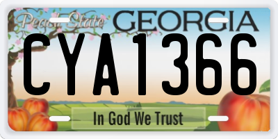 GA license plate CYA1366