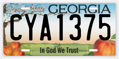 GA license plate CYA1375
