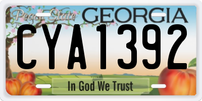 GA license plate CYA1392