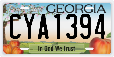 GA license plate CYA1394