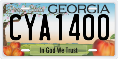 GA license plate CYA1400