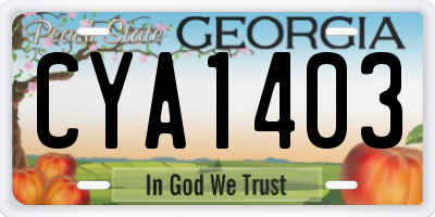 GA license plate CYA1403