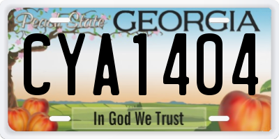 GA license plate CYA1404