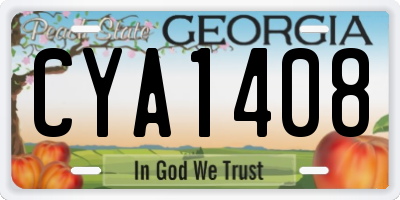 GA license plate CYA1408