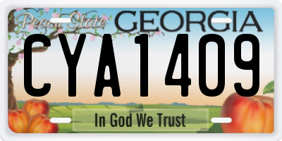 GA license plate CYA1409