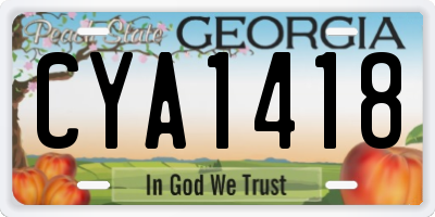 GA license plate CYA1418
