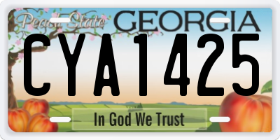 GA license plate CYA1425