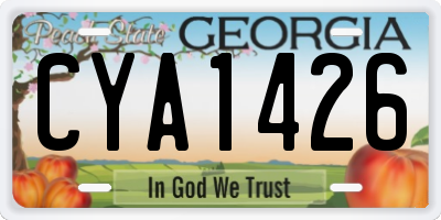 GA license plate CYA1426