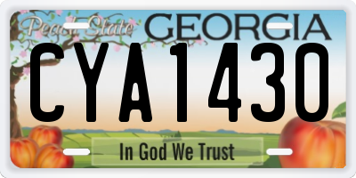 GA license plate CYA1430