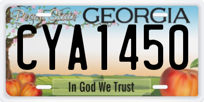 GA license plate CYA1450