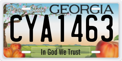 GA license plate CYA1463