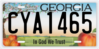 GA license plate CYA1465