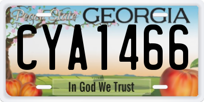 GA license plate CYA1466