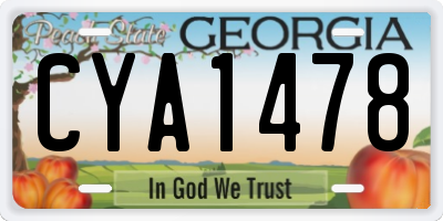 GA license plate CYA1478
