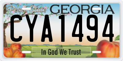 GA license plate CYA1494