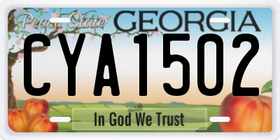 GA license plate CYA1502