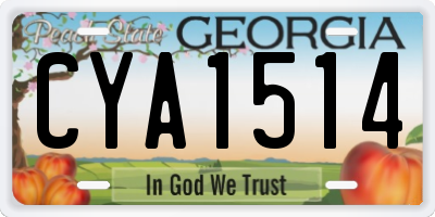 GA license plate CYA1514