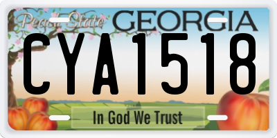 GA license plate CYA1518