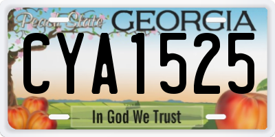 GA license plate CYA1525